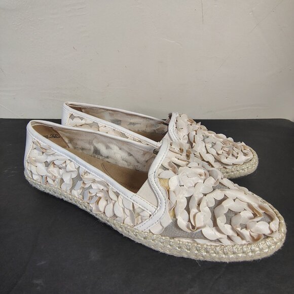 Aerosoles Espadrilles Flats Womens Size 7.5 M Lets Drive Cream Ruffle Shoes - Picture 2 of 11